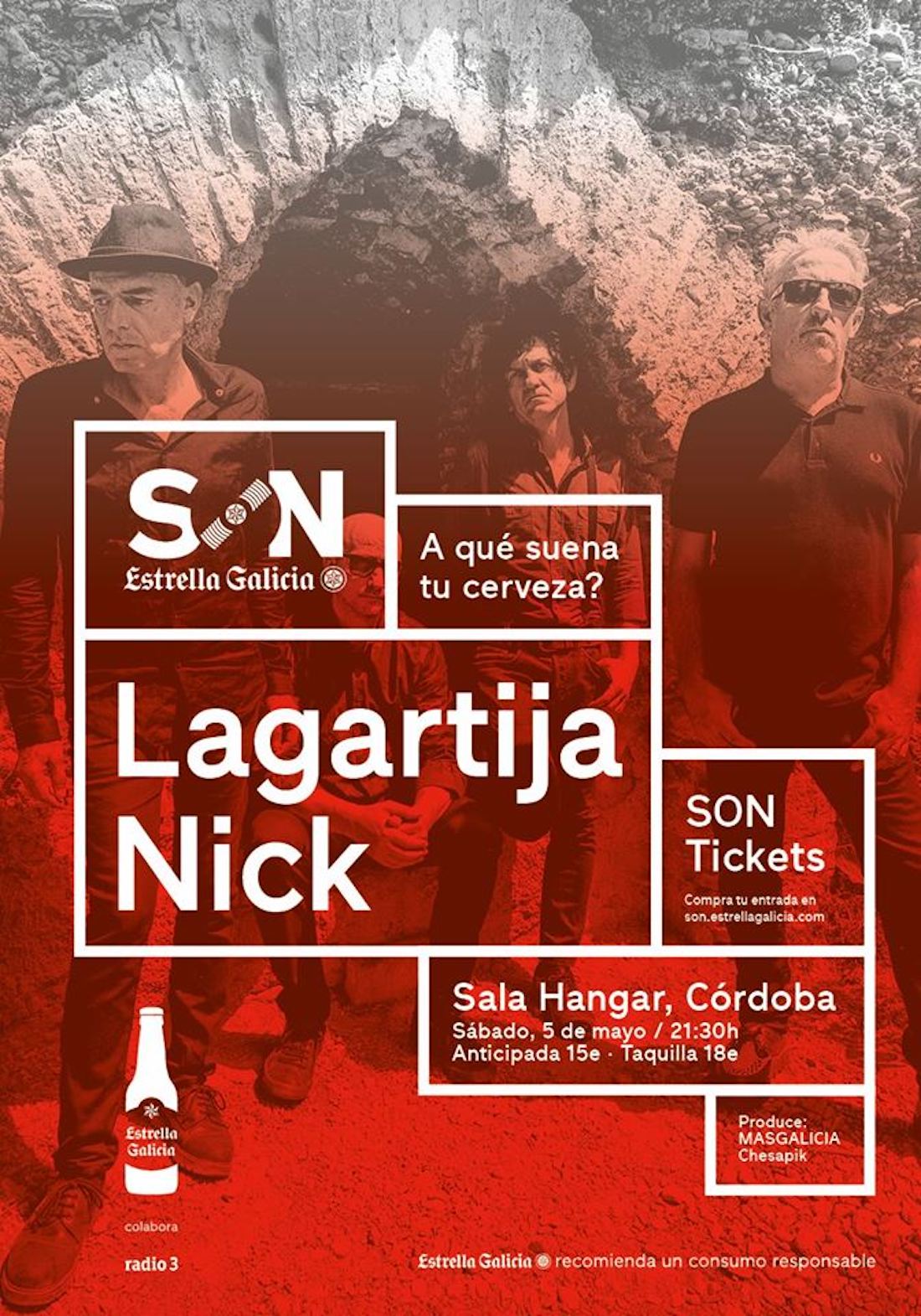 Son Estrella Galicia presenta a Lagartija Nick en Córdoba – Sábado 5 De Mayo, Sala Hangar