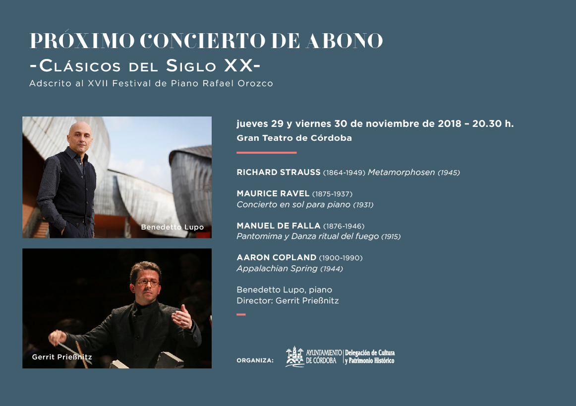 Concierto 3º de Abono de la Orquesta de Córdoba, piano Benedetto Lupo y director Gerrit Prieβnitz