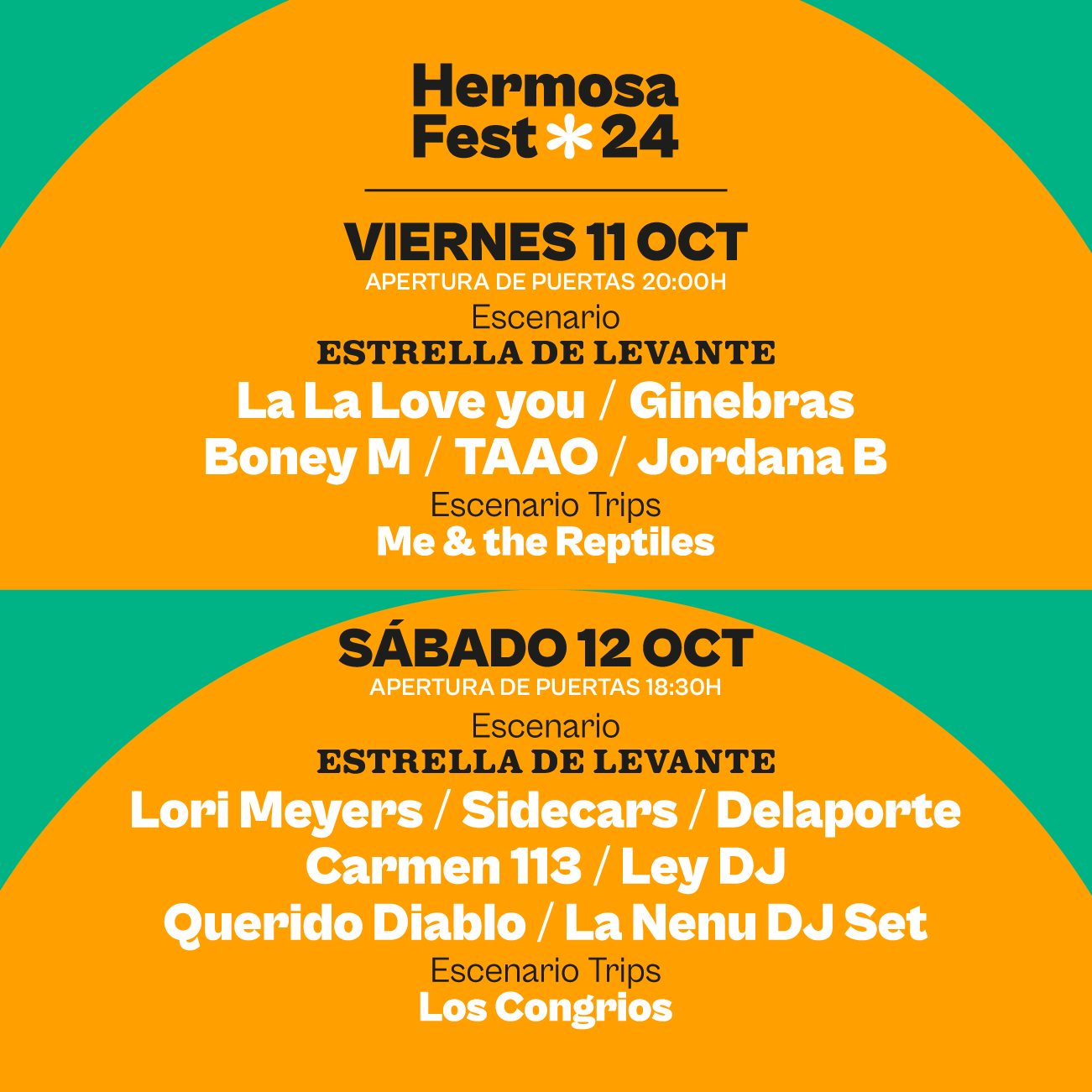 Cartel por dias Hermosa Fest 2024