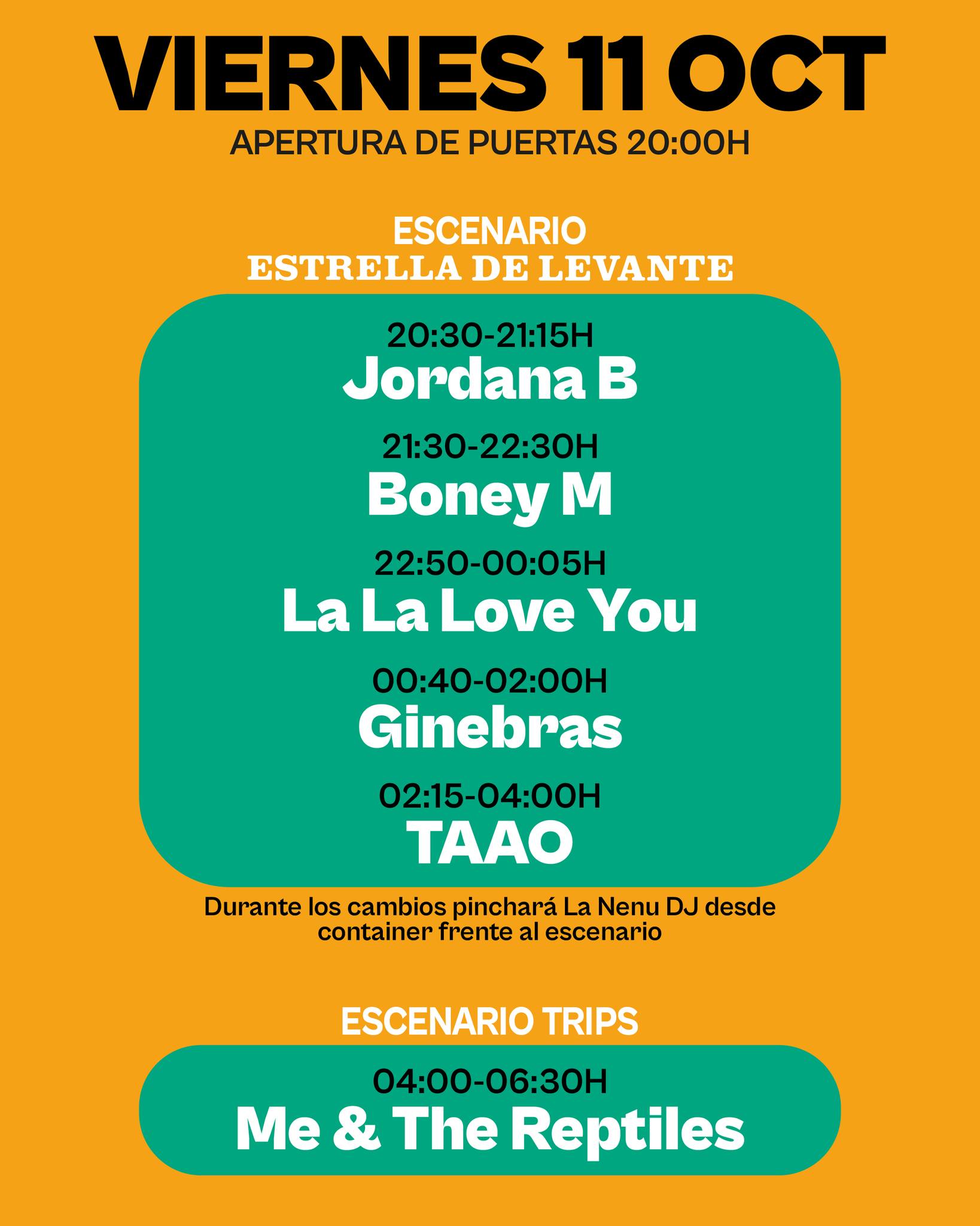 Horarios Hermosa Fest Viernes