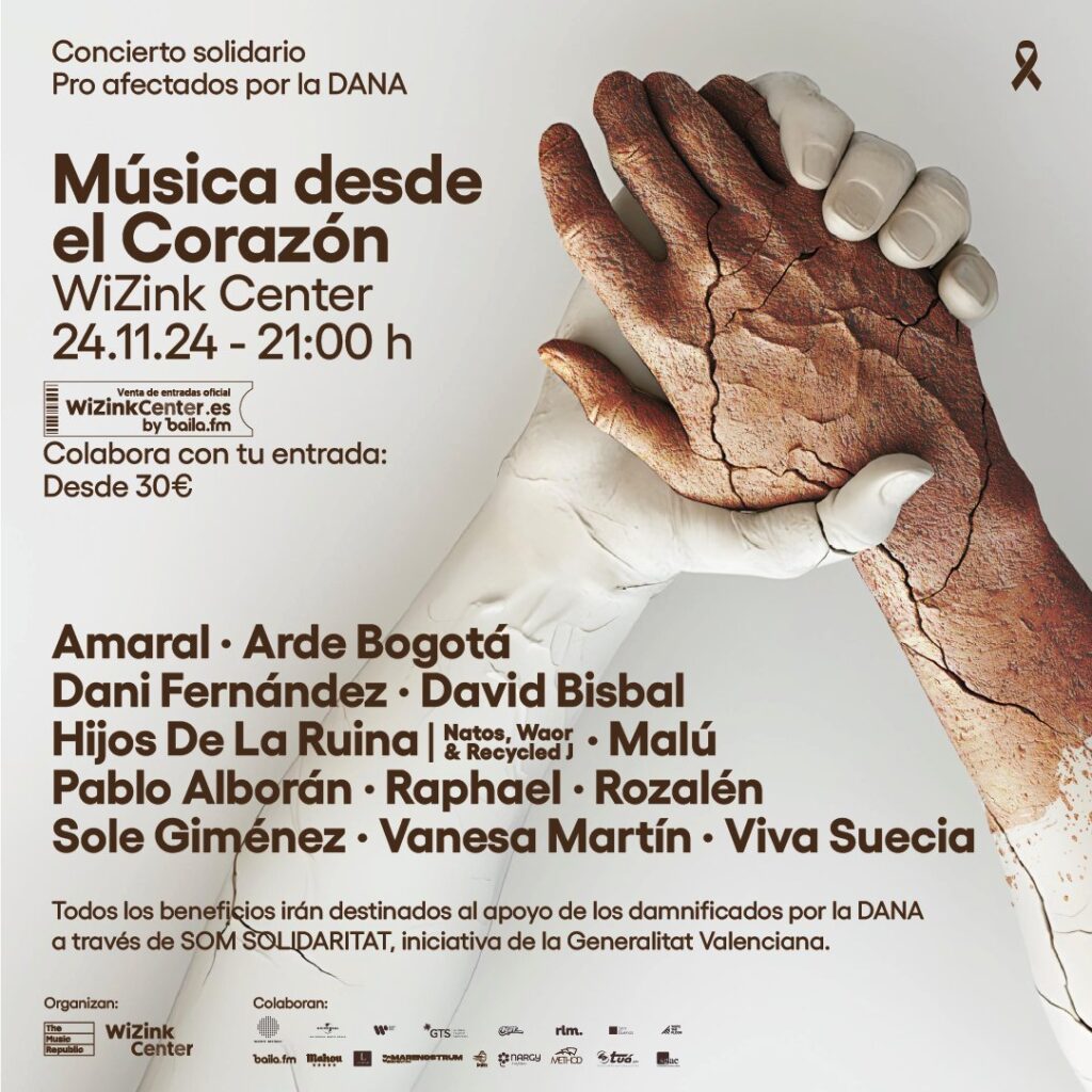 Amaral, Dani Fernández, David Bisbal y Pablo Alborán, entre otros, en el macroconcierto solidario por la DANA música desde el corazón